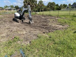 Retention pond & drainage swales in West Central Florida